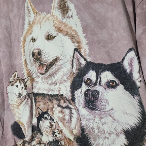 Vintage Y2K 2000 The Mountain Tie Dyed Huskies Large T-Shirt - Picture 2 of 5